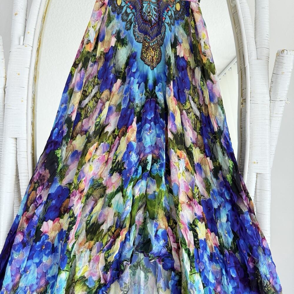 Shahida Parides Dress One Size Halter Rhinestone Watercolor Convertible 3 Way - Picture 4 of 9